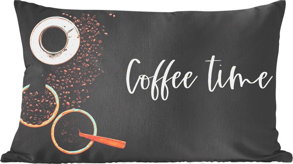 MuchoWow Zierkissen Sofakissen Wohnzimmer Dekokissen 60x40 cm Zitate - Sprichwörter - Kaffeezeit - Kopfkissen - Polster mit Foto