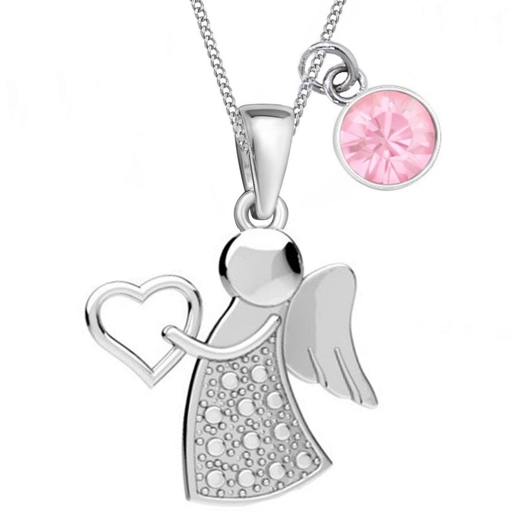 Schutzengel Halskette I Geschenk für Damen Echtschmuck Rosa, 45cm

