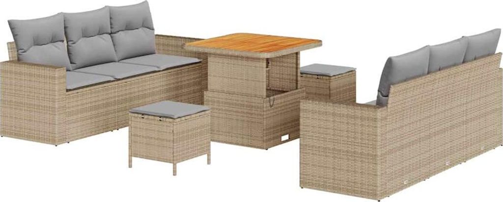 vidaXL Garten-Sofa-Set 9 pcs Beige Poly-Rattan