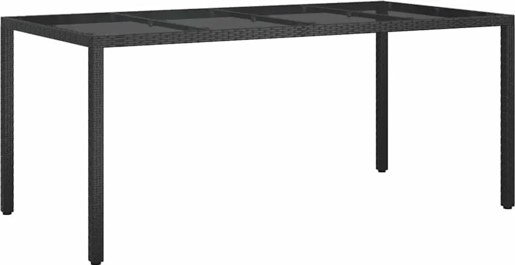 Table de jardin familiale 190 cm en polyrotin noir pour repas extérieurs