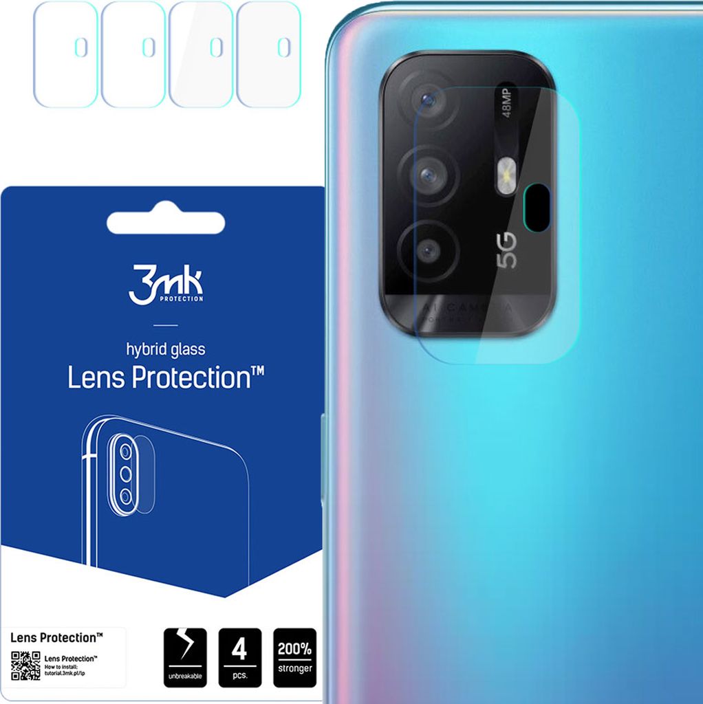 3mk Hybridglas Lens Protection für Oppo A95 5G Kamera Objektiv Kameralinse 0,16mm 6H (4 Stück)