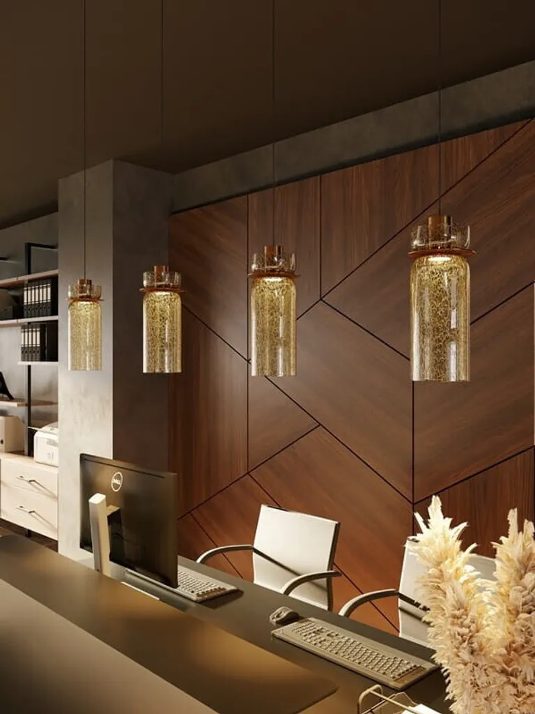 Éclairage LED Doux pour Grands Espaces | Lustre Ambre Maxlight 220cm