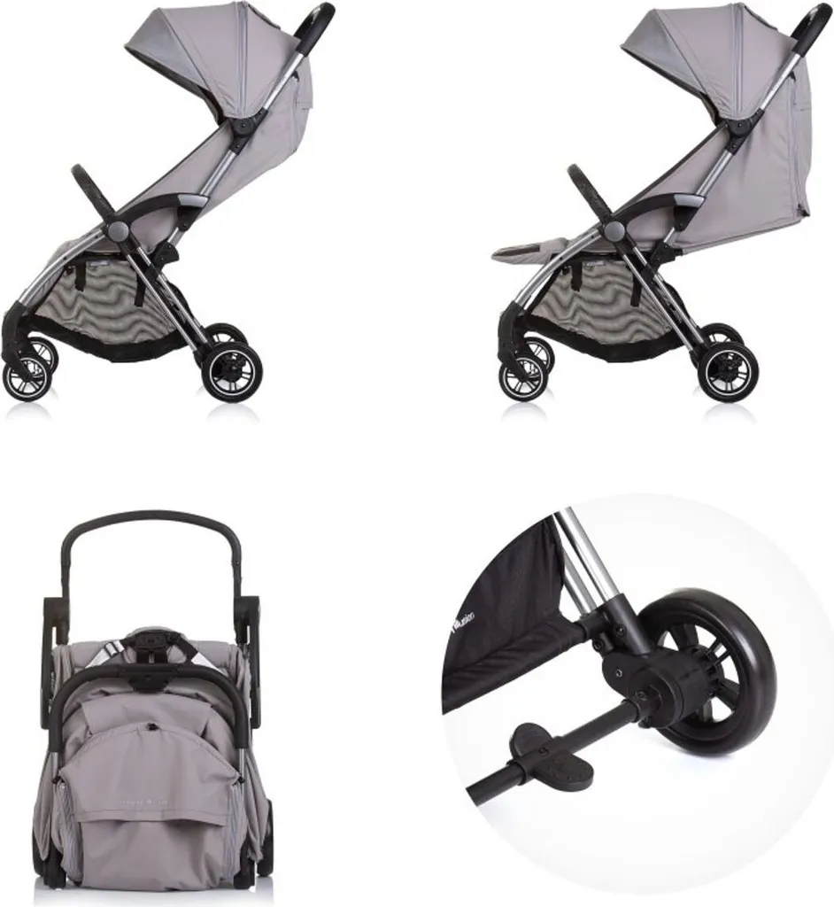 Poussette Grise Illusion Chipolino Suspendue avec Grand Panier Objet