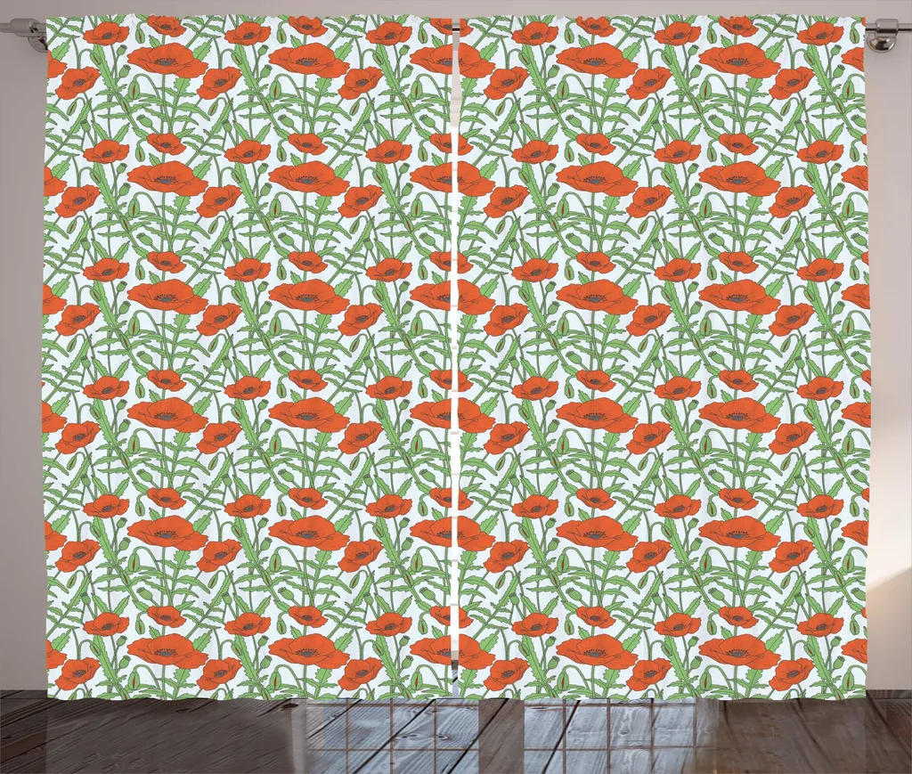 Tenda Fiori di Papavero ABAKUHAUS 280x175 cm Style Rustico Shabby