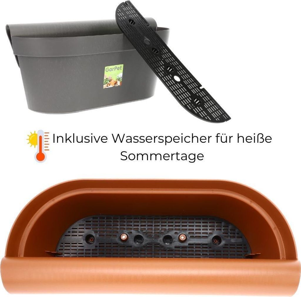 Geländerkasten Balkon mit Wasserspeicher Blumentopf Zaun Produktbild 4