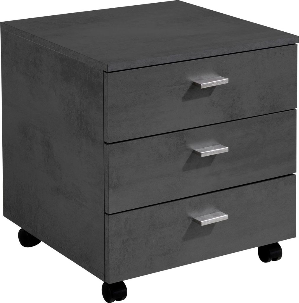 Rollcontainer - Graphit Nachbildung - 45 x 52 cm - 3 Schubladen