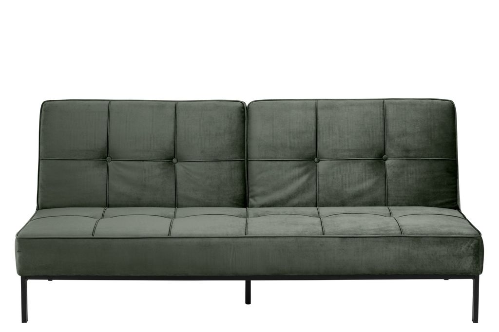 Peyton Schlafsofa tannengrün, Metall schwarz.