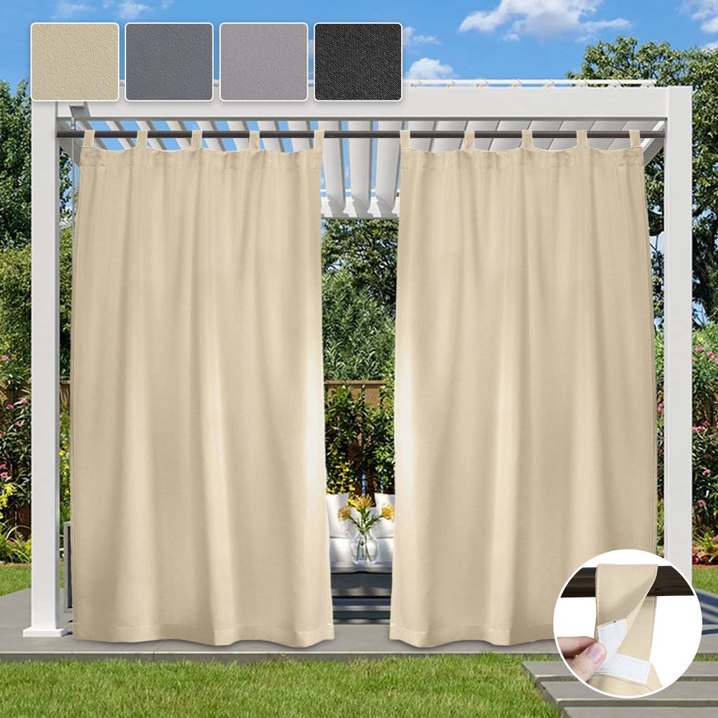 4 Stück Outdoor Vorhang Blickdicht Wasserdicht Vorhänge Produktbild 