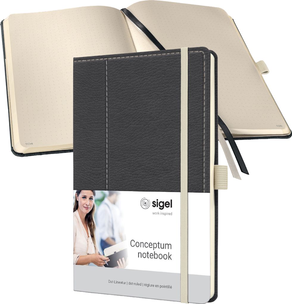 SIGEL CO696 Notizbuch Conceptum - Design Casual - punktkariert (Dot-Lineatur) - ca. A4 - grau, weiß - Hardcover - 194 S. - PEFC-