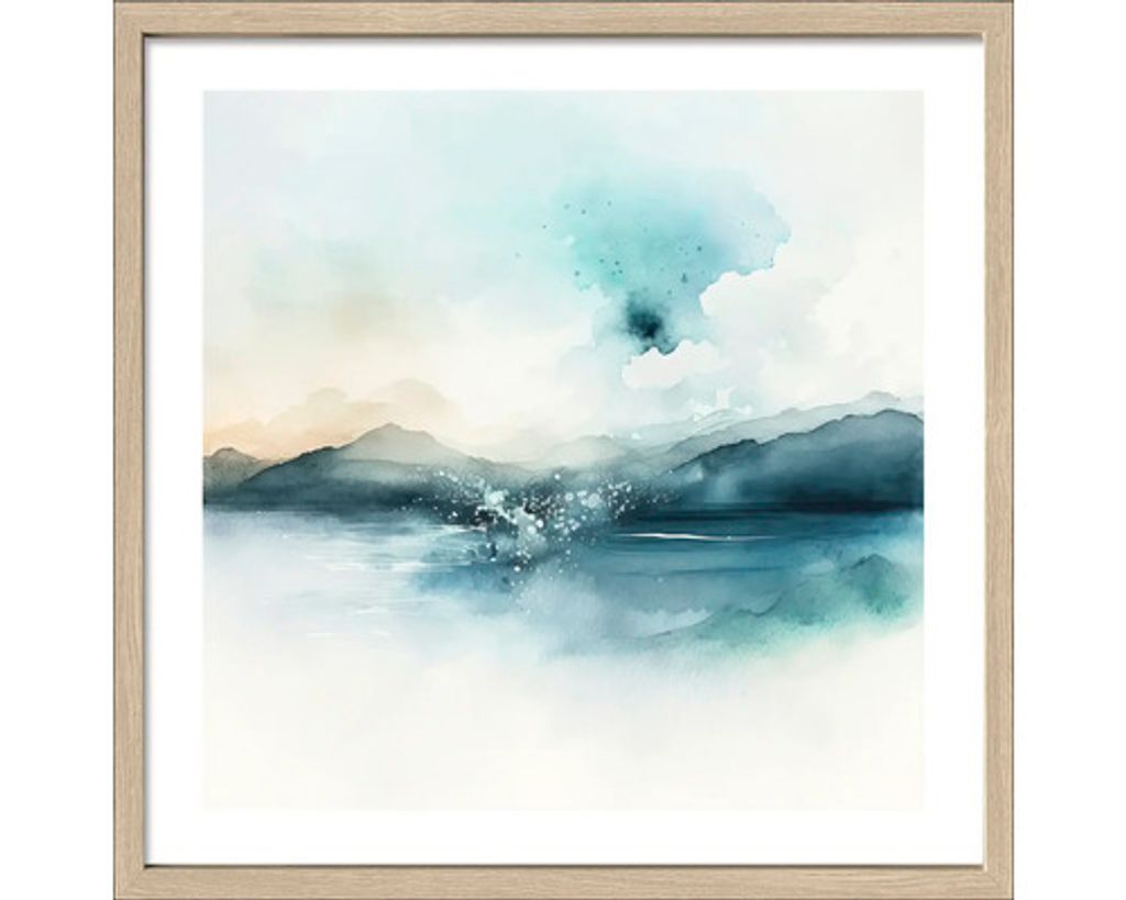 Gerahmtes Bild Aquarell Seaside II 28x28 cm