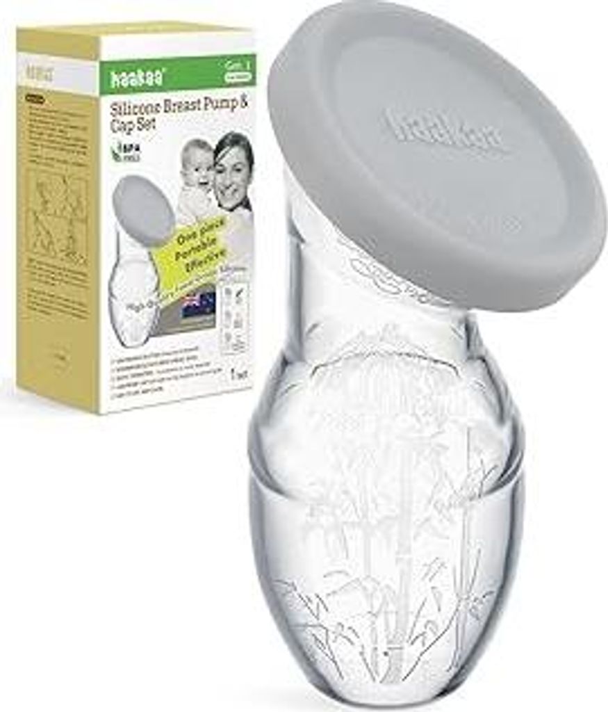 haakaa 100 ml Milchpumpe aus Silikon mit Deckel, transparent, manuelle Milchpumpe, gesund und harmlos, spart jeden Tropfen Muttermilch