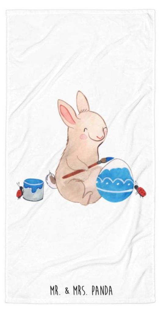 Mr. & Mrs. Panda Handtuch Hase Marienkäfer - Weiß - Geschenk, Strandlaken, Ostereier, Duschhandtuch, Picknicken, Osterhase, Strandtuch, Badehandt...