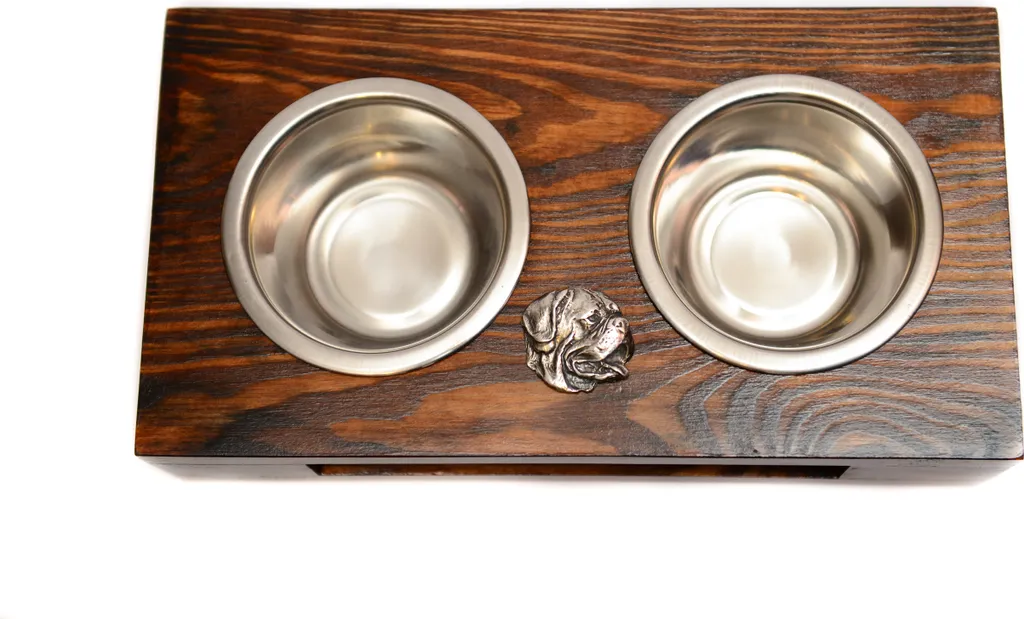 Dogue de Bordeaux Supporto Ciotole in Legno Art-Dog | Regalo Adozione