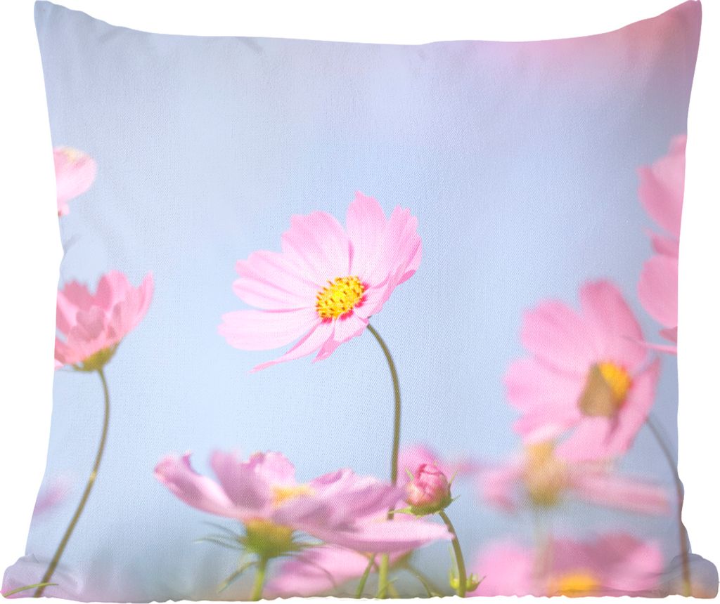 MuchoWow Zierkissen Sofakissen Wohnzimmer Dekokissen 45x45 cm Blumen - Rosa - Draußen - Natur - Schlafpolster - Polster für das Sofa