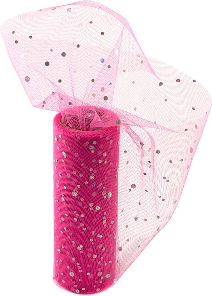 Tüll 15cm mit Glitzer Punkten, 9 Meter, Farbauswahl:fuchsia / pink 187