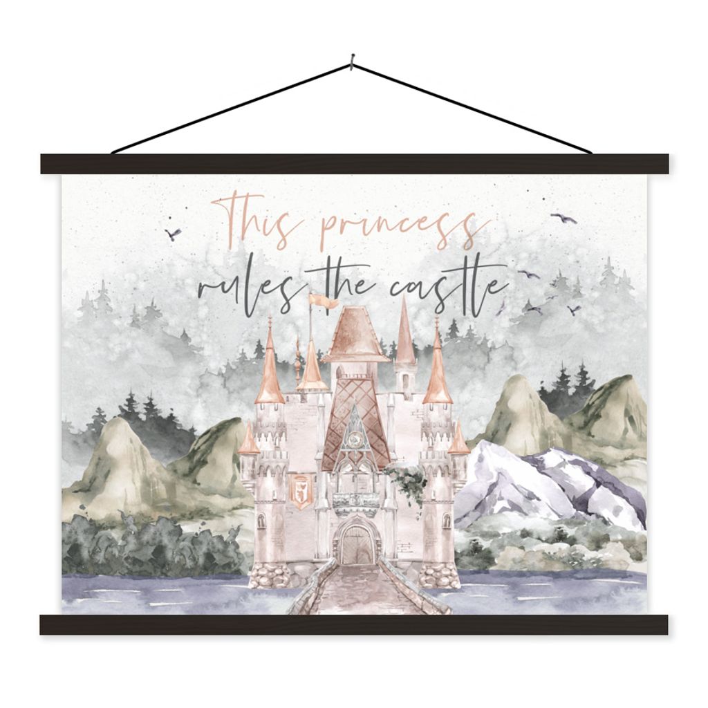 MuchoWow Textilposter Zitate - Sprichwörter - Diese Prinzessin regiert das Schloss - Prinzessin - Kinder - Baby - Mädchen 120x90 cm mit schwarz...