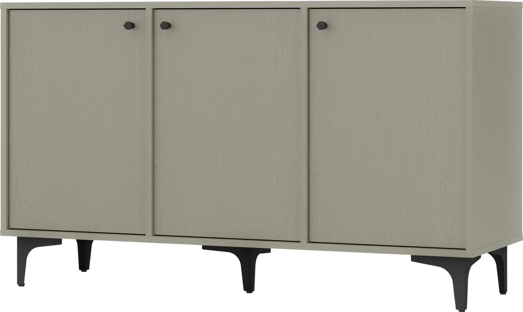 Commode 125 cm eucalyptus TOKYO avec 3 portes, meuble de rangement chic