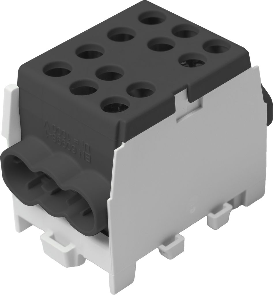 Pollmann HLAK35 1/4 Schwarz TH35 Hauptleitungsklemme Abzweigklemme Klemmblöcke Verteilerklemme