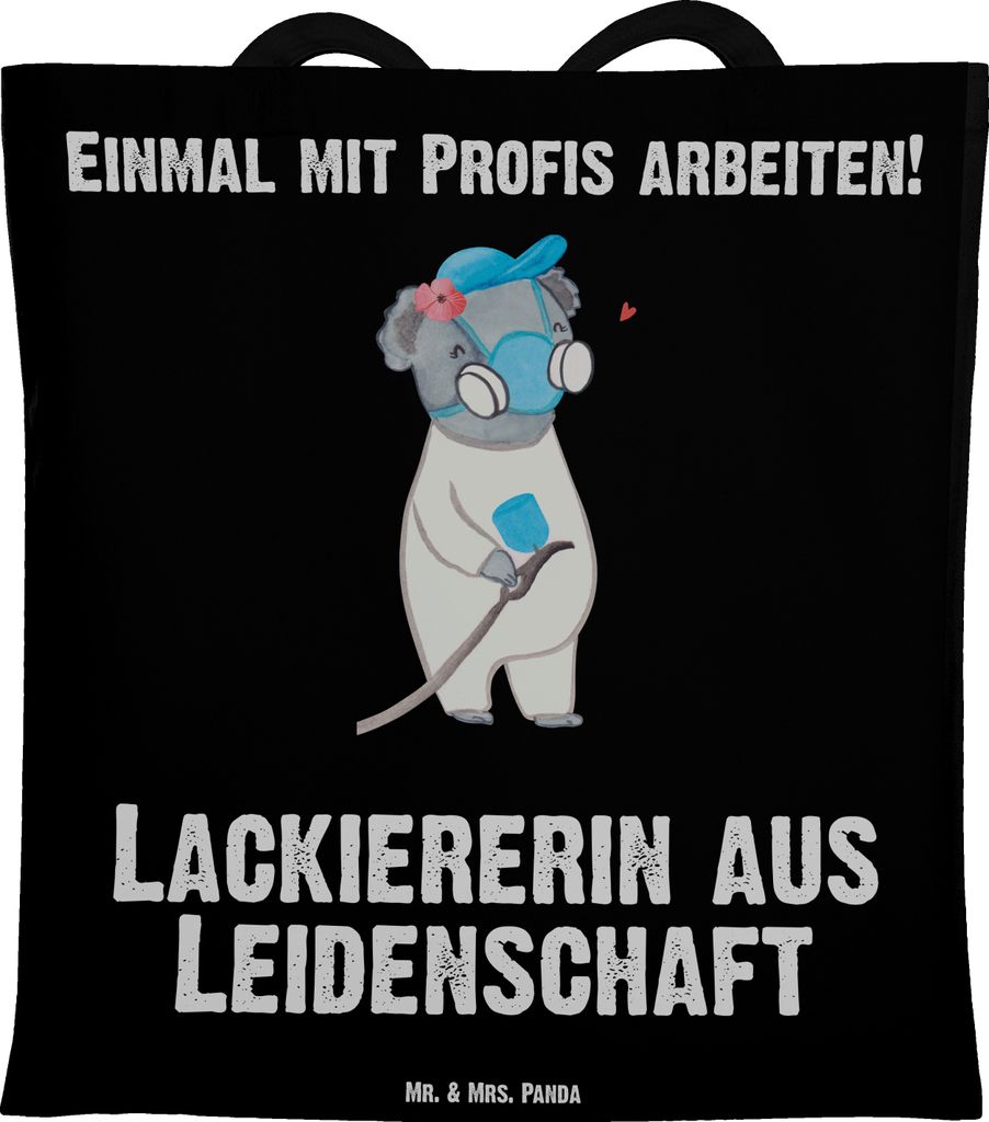 Mr. & Mrs. Panda Tote Bag Lackiererin Leidenschaft - Schwarz - Geschenk, Stoffbeutel, Beutel, Witzig, Einkaufstüte, Jutetasche, Ausbildung, Gesell...