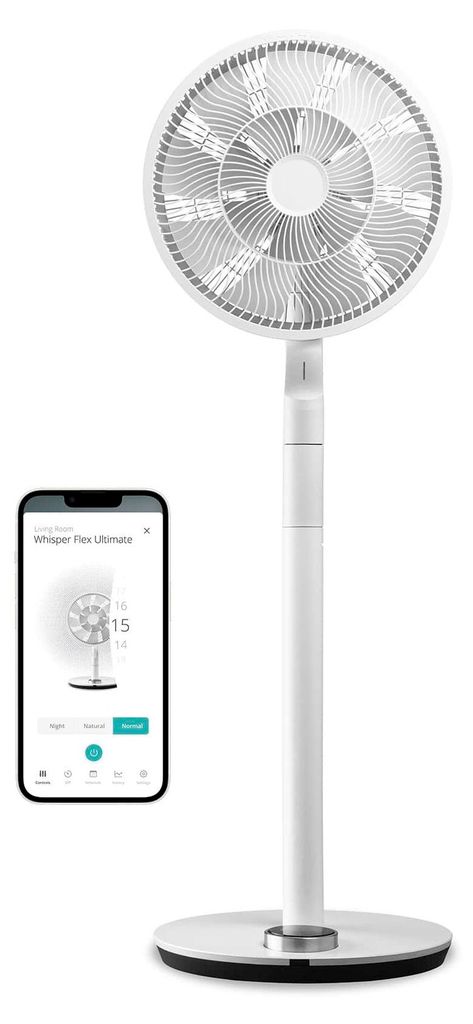 Duux Whisper Flex Ultimate Smart Standventilator Leise - Steuerung per Fernbedienung & Smartphone - Höhenverstellbar 58-103cm - Energieeffizient 3...