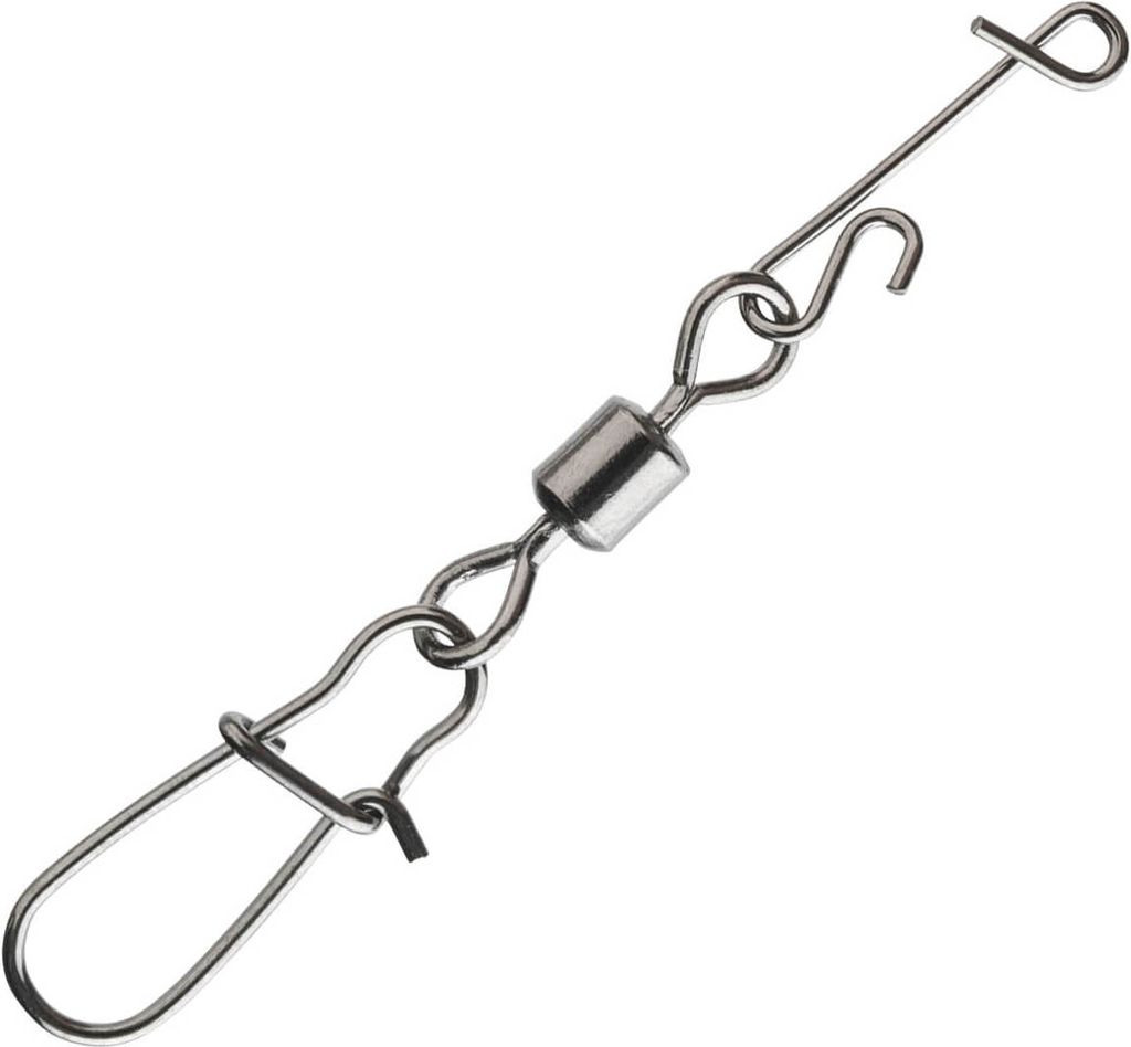 DAIWA No Knot Fast Lock Swivel, Karabinerwirbel, silber, mit Knotenlosverbinder, 14905-004