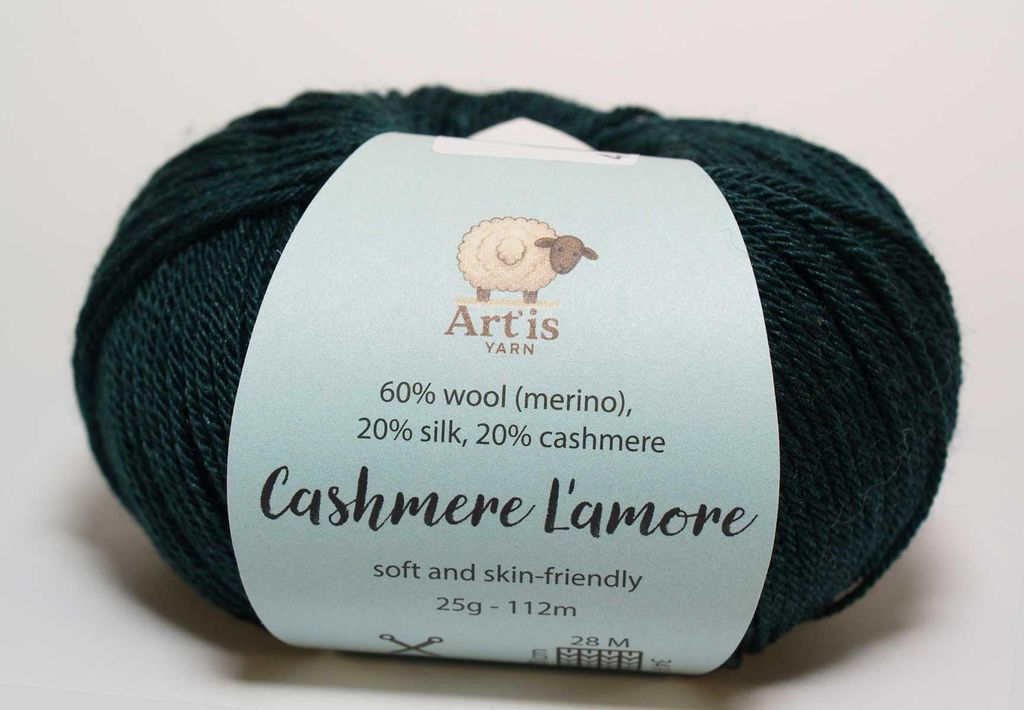 Cashmere "L'amore" Art'is Yarn 20% Kaschmir, 20% Seide, 60% Merino (165 flaschengrün)