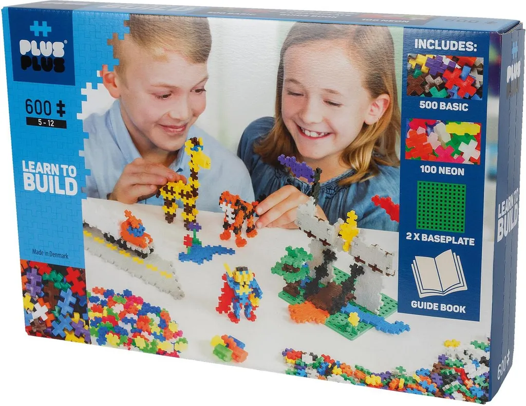 Plus-Plus Mini Basic 600 Learn to Build - Briques Néon Multicolores