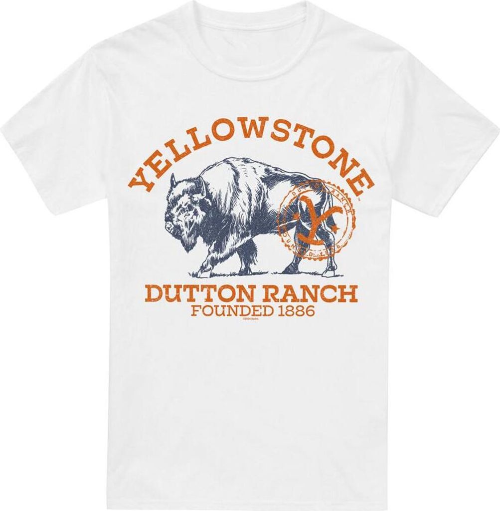 Yellowstone - "Dutton Ranch" T-Shirt für Herren TV5702 (5XL) (Weiß)