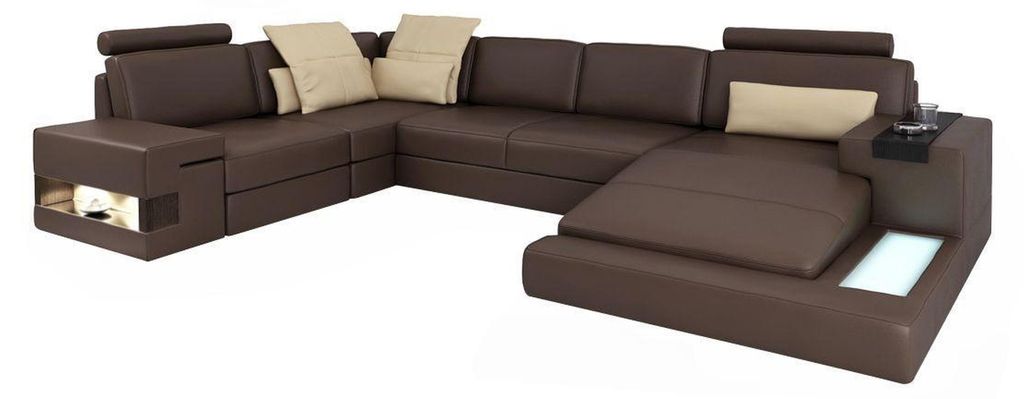 Design Ecksofa U-form Bettfunktion Couch Kunstleder Sofas Schlafsofa Stoff Neu