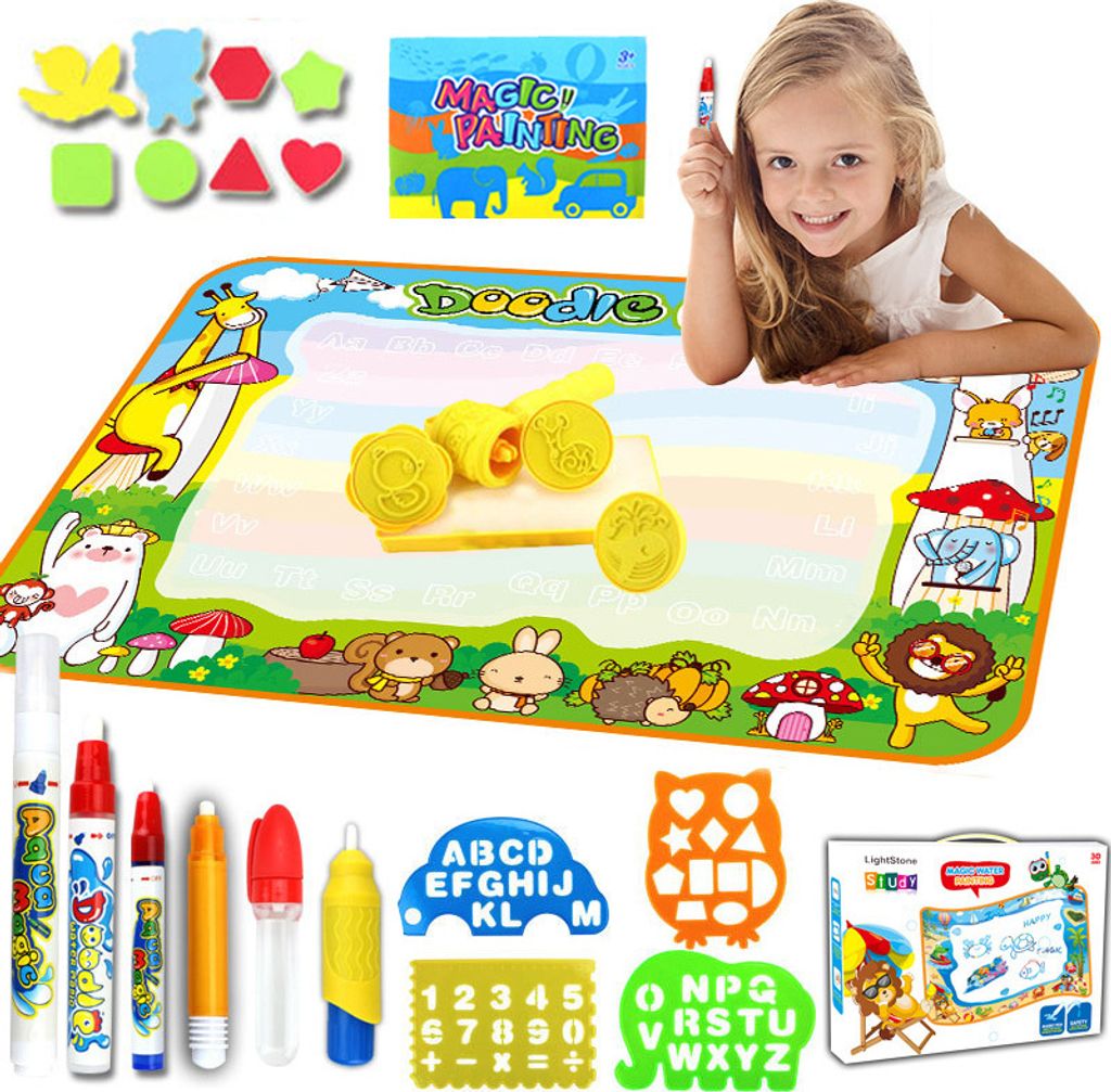 Wasser Doodle Matte ab 1 2 3 4 5 6 Jahre alt Junge Mädchen, Magic Doodle Malmatte 100 * 70cm XL Drawing Painting Matte für Kinder Baby Toddler