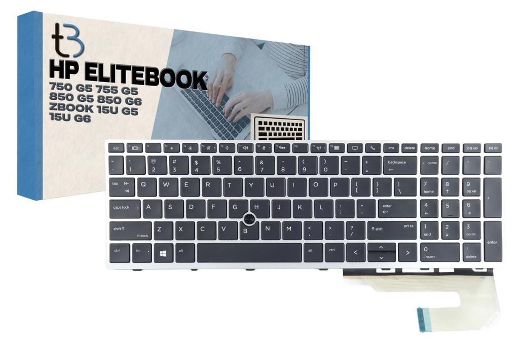 A laptop keyboard and its packaging are displayed.
