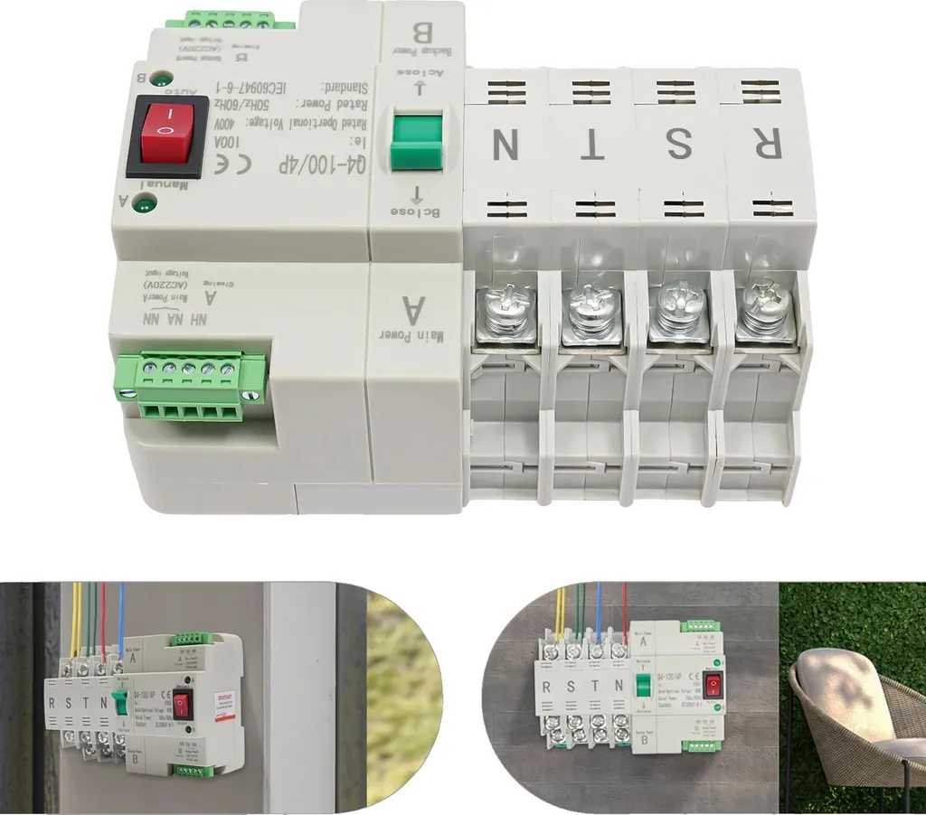 Inverseur de source automatique 100A pour secours électrique rail DIN