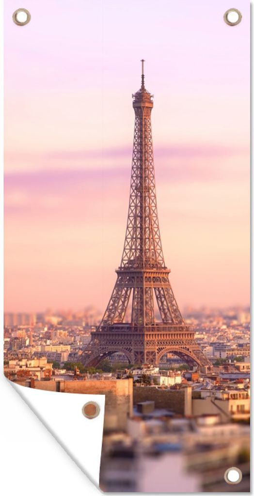 MuchoWow 40x80 cm Outdoor-Poster Gartendeko Sichtschutz Garten Poster für den Garten Paris - Eiffelturm - Himmel