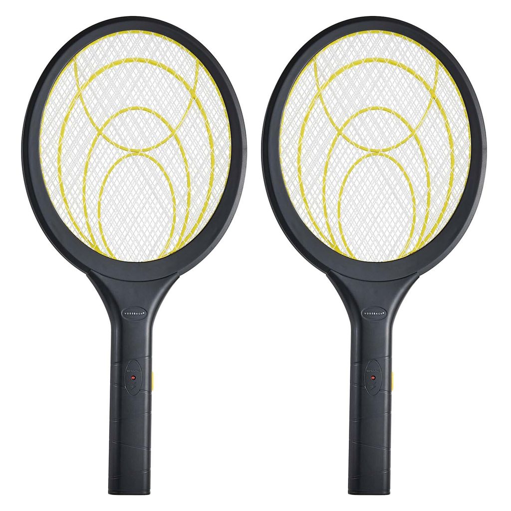 2x VOSSBACH Elektrische Fliegenklatsche Schwarz 44 x 21 x 2,7 cm Batteriebetrieben Insektenvernichter Mückenklatsche