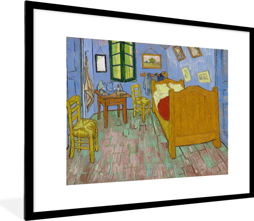 MuchoWow MuchoWow Gerahmtes Poster Schlafzimmer in Arles - Vincent van Gogh 80x60 cm - Poster mit zchwarzem Bilderrahmen - Schlafzimmer-Dekorat...