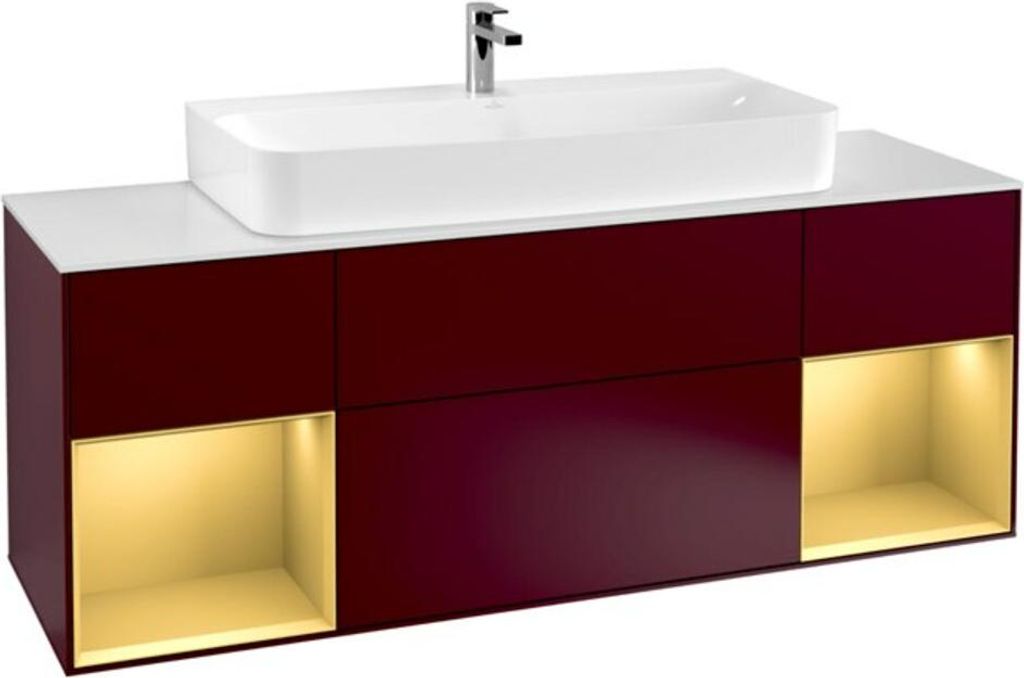 V&B Waschtischunterschrank Wandbeleuchtung Finion 160cm, Reg Gold matt lacquer, Peony Matt