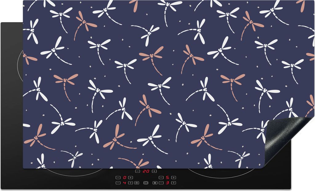 KitchenYeah Herdabdeckplatte Libelle - Muster - Pastell - Japanisch , 91x52cm, Küche Deko, Glaskeramikkochfeld Herdabdeckung, Abdeckplatte fùr ...