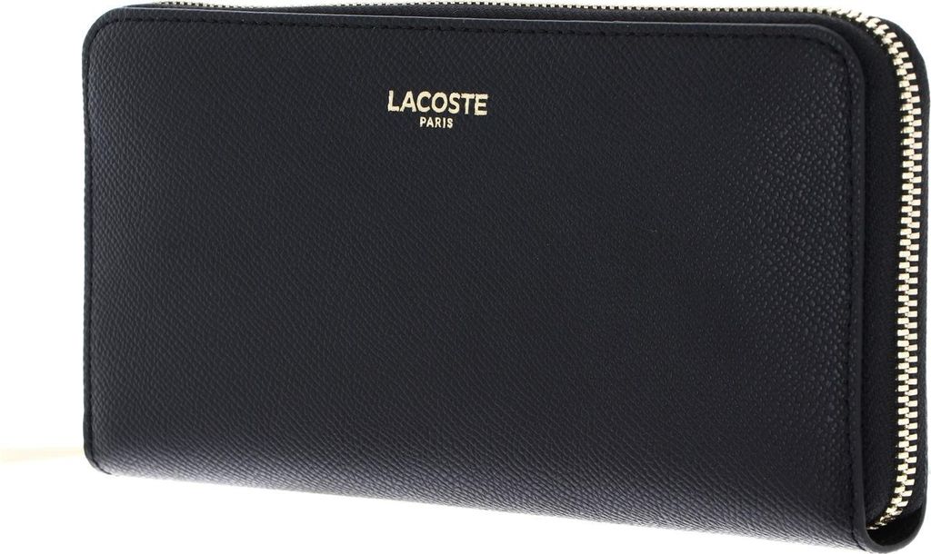 LACOSTE Leder Geldbörse Zip Wallet Noir schwarz