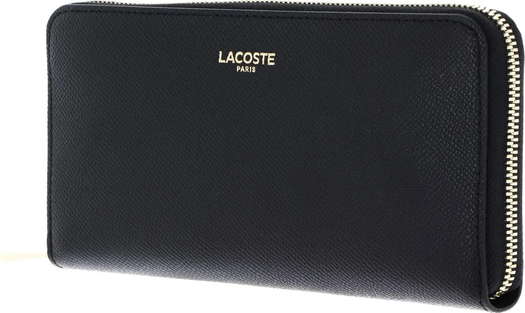 Lacoste Portafoglio Pelle Zip Wallet Noir - Vera Pelle Uomo Originale
