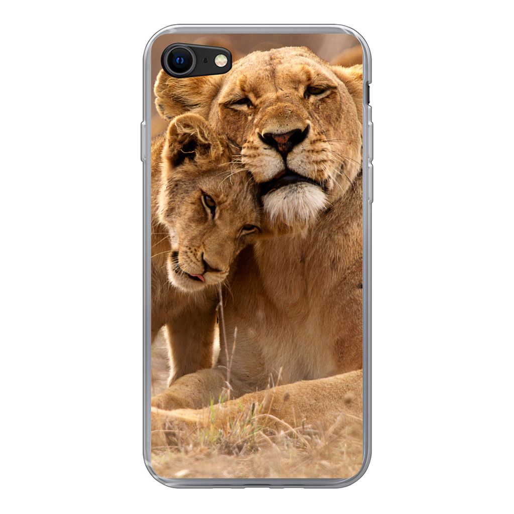 MuchoWow Handyhülle Schutzhülle Hülle für iPhone 8 Löwe - Wilde Tiere - Jungtier Silikon Softcase Handy Hülle - Schutzhaube