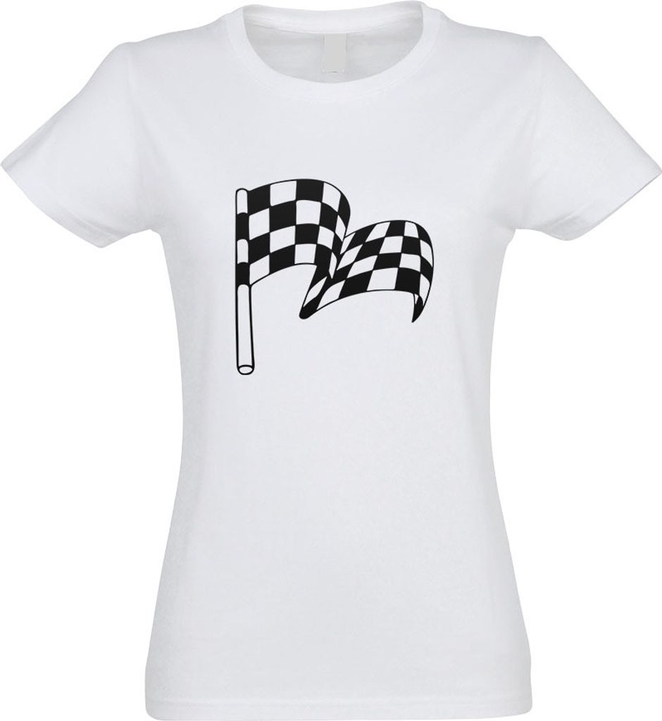 Kiwistar - T-Shirt tailliert - Damen - Weiss - Zielflagge - mit Motiv Bedruckt - Funshirt Design - Sport - Freizeit - Damen - M