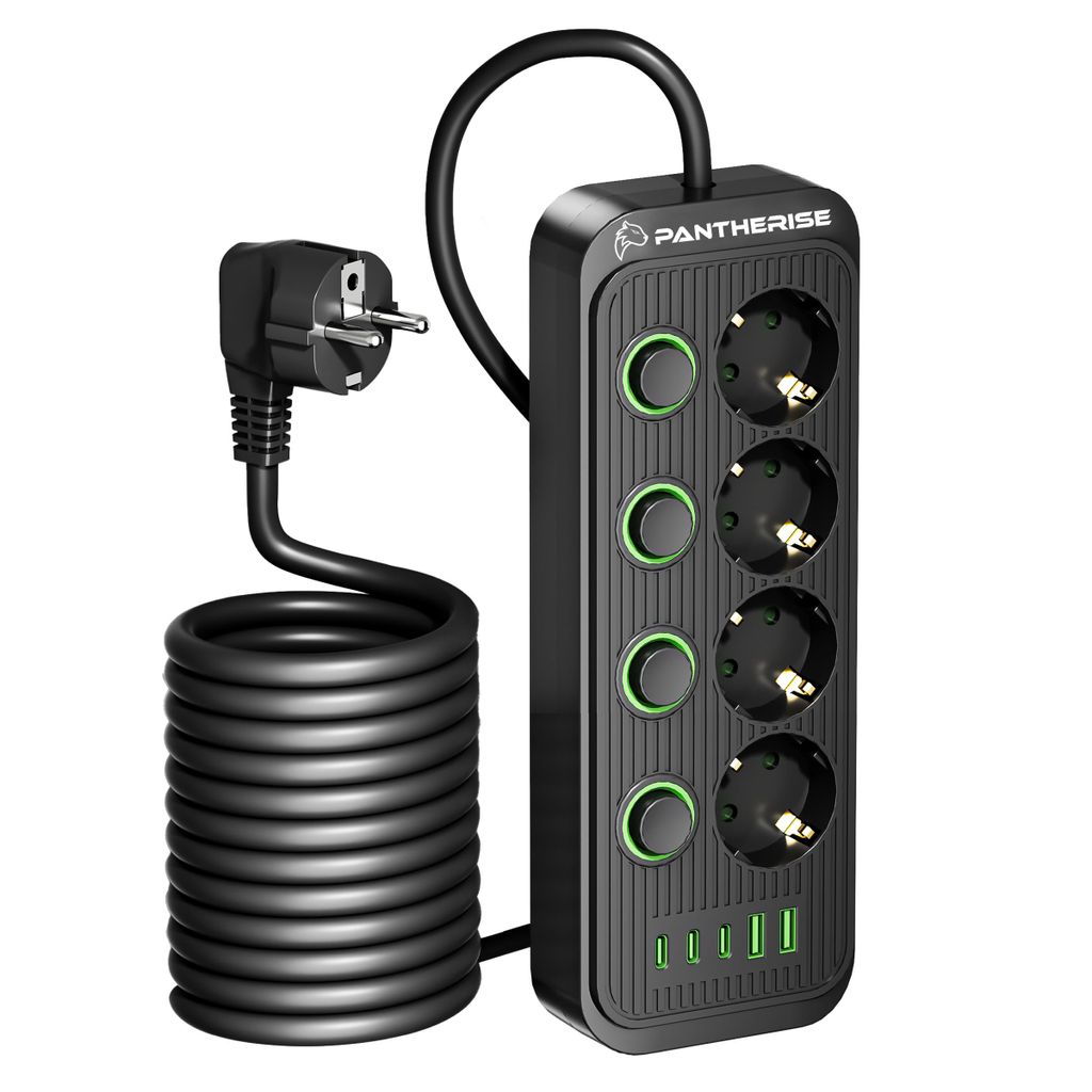 Pantherise Steckdosenleiste 4 Steckdosen 2x USB-A 3x USB-C Produktbild 