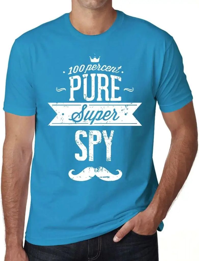 Herren Grafik T-Shirt 100% reiner Superspion – 100% Pure Super Spy – Öko-Verantwortlich Vintage Jahrgang Kurzarm Lustige Druck Geburtstag Gesc...