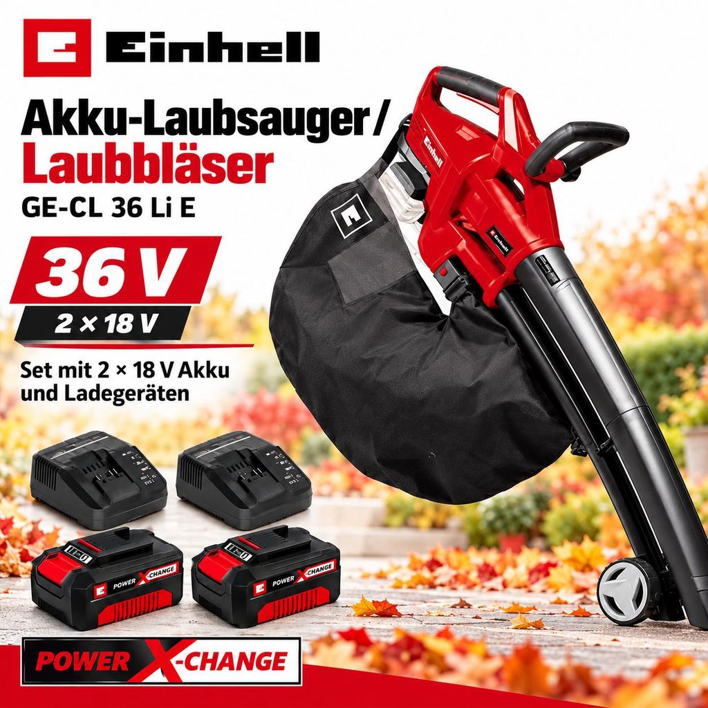 Einhell Akku-Laubsauger Laubbläser GE-CL 36 Li E-36V 2 x Produktbild 