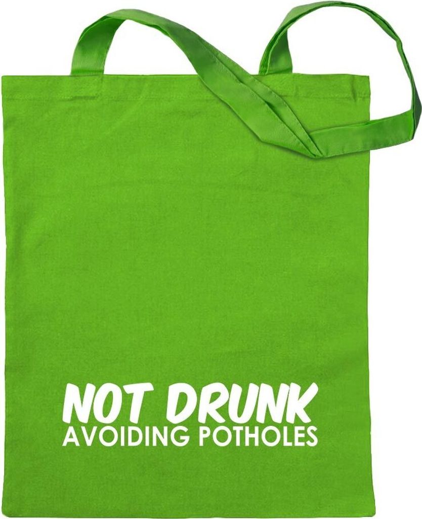 Kiwistar - Baumwolltasche - hellgrün - Not Drunk - avoiding potholes - Tragetasche Stoffbeutel Umhängetasche Langer Henkel
