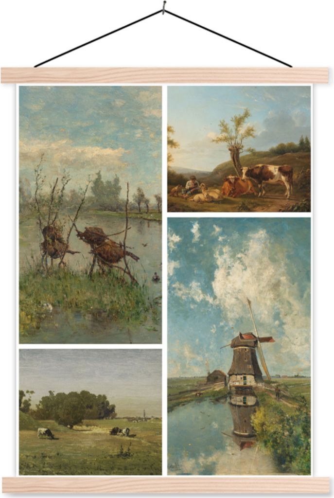 MuchoWow Textilposter Kunst - Niederlande - Collage 60x80 cm mit holzfarbenen Rahmen - Wandbild