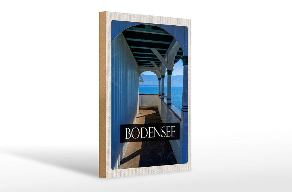 Holzschild Reise 20x30cm Bodensee Deutschland Aussicht See