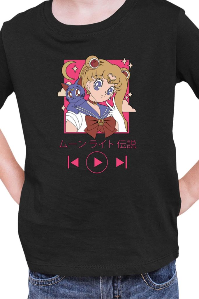 Kinder T-Shirt Japan Manga Anime Comics Animation Sailor Anime Manga Moon 14, 12-13 Jahr - 152 / Schwarz