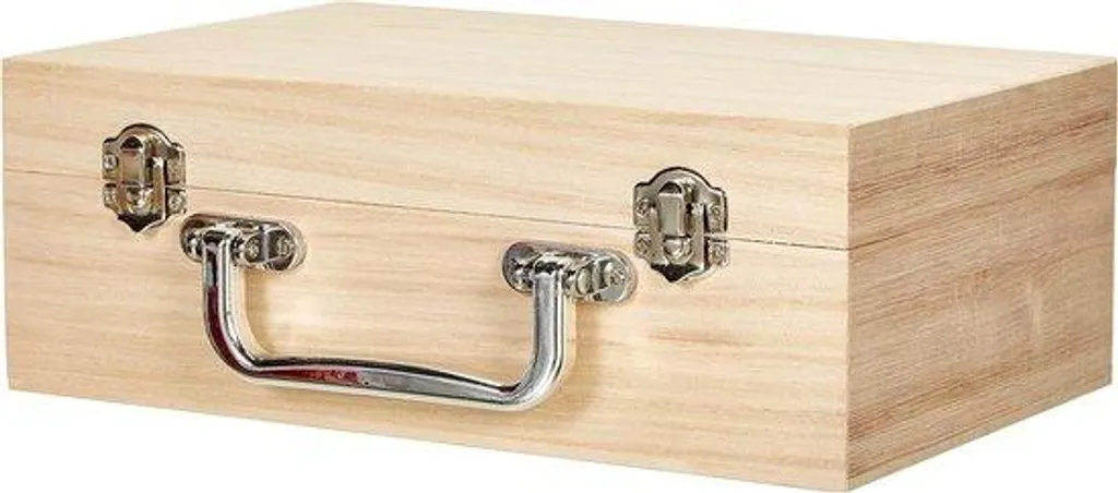Boîte à outils en bois vide 25x16 cm pour loisirs créatifs et couture