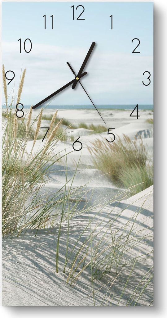 DEQORI Glasuhr 30x60 cm Zahlen 'Dünen an Nordseeküste' Produktbild 